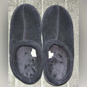 Black Suede-Look Cozy Slippers